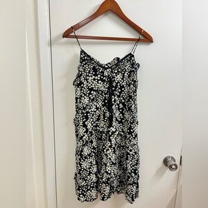Zara Black Mini Dress with White Daisy Print